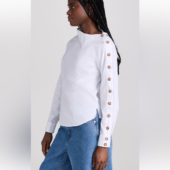 Veronica beard Fauri shirt white asymmetrical button down top size 2 - Picture 3 of 8